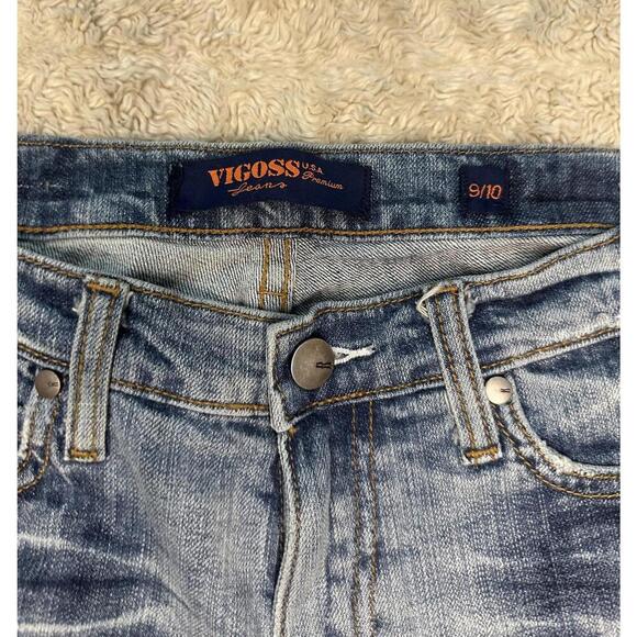 Vigoss USA Premium Y2K faded distressed bootcut denim jeans Size 9/10 - Picture 3 of 8